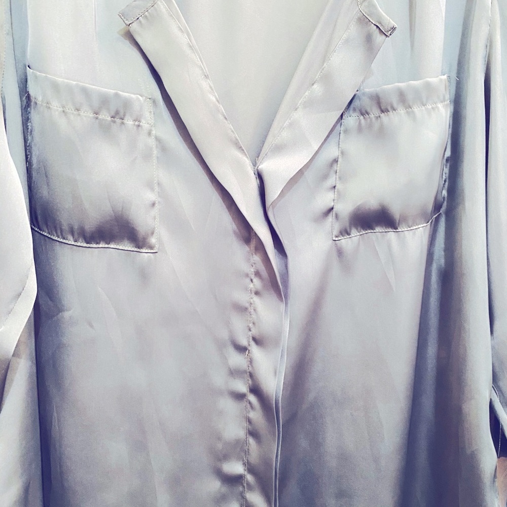 Blue Silk Button Down